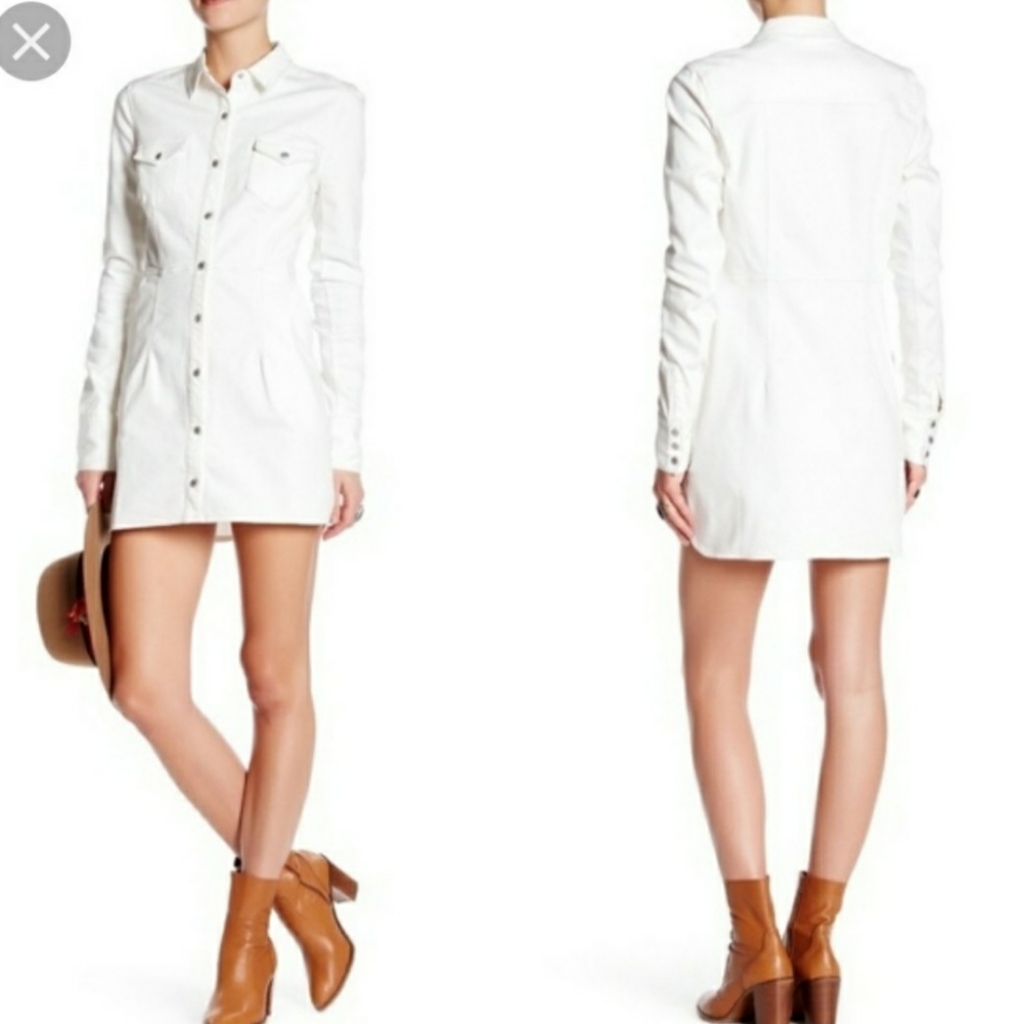 Nwt Free People Denim Mini Dress - White - Small